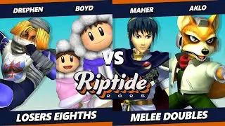 Riptide 2025 TOP 8 - Drephen & Boyd Vs. Aklo & Maher - Smash Melee - SSBM