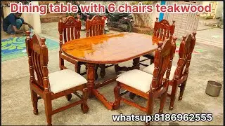 Dining set with 6chairs#teakwood #homedecor #woodscraft #interior #woodwork #dining#trending 