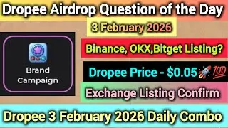 Dropee Airdrop New Update, Dropee Coin 3 February Combo, Dropee 3 February 2026 Question of the Day 