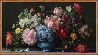 Framed Floral Oil Painting | TV Art Wallpaper