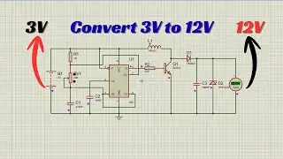 How to Boost 3V to 12V Using NE555 & Transistor in Proteus | Step-Up Voltage Converter