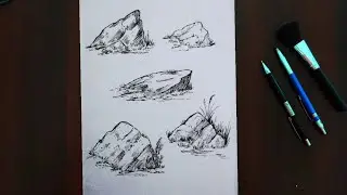 How to Draw Wetland's Rock Formations // Easy Drawing Tutorial for Beginners 