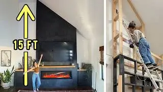 I BUILT A GIANT FIREPLACE | Full Start-To-Finish DIY 