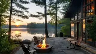 Peaceful Sunrise by the Lake with Firepit & Nature Sounds | Calm Ambience for Rest