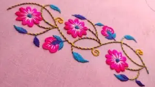 Simple Hand Embroidery Borderline Design Easy...☺️☺️