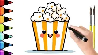 how to draw popcorn bucket || easy drawing step by step #popcorndrawing