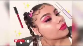 ✨ Delineado color r o s a, usando labial y babyhairs 💖✨