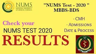Breaking Alert | NUMS Test Results | NUMS Admission MBBS-BDS | NUMS Test 2020 Results Announcement.