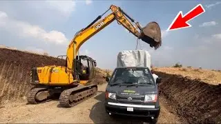 JCB js 140 Unloading New Diesel Dispenser From Truck And Loading In Ashok Leyland Dost #EarthWorks