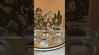 Hunting Shot Glass Holder | Laser Cut Files | 6 Shot Stand with Hunter Engraving | SVG DXF AI Files
