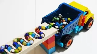 Marble Run Race ☆ Colorful Vehicles Racing on HABA Slope | Compilation #28