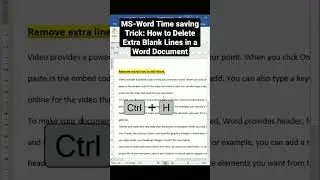 MS-Word Time saving Trick: How to Delete Extra Blank Lines in a Word Document
