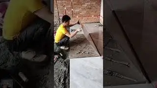installation of large white ceramic tiles on the floor of the room #contruction #popular #ceramic