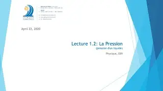 Lecture 1.2 La Pression (pression d'un liquide)