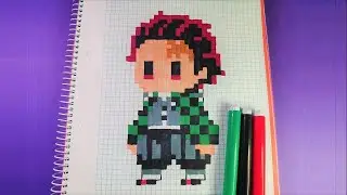 How to Draw TANJIRO KAMADO from DEMON SLAYER | Pixel Art