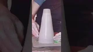 Making a Christmas tree luminaire on the pottery wheel #pottery #potterywheel #satisfying #christmas