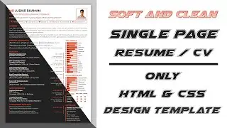 How to Create Resume CV Using HTML and CSS || PSD to HTML || Resume Design || CV Design || Clean CV