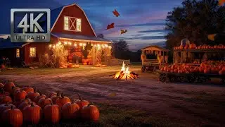Pumpkin Patch Cozy Halloween Ambience, Crackling Fire Sounds, Crunchy Leaves and Crickets