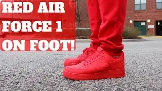 ALL RED AIR FORCE 1 REVIEW & ON FOOT!!!