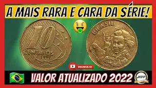 A mais rara e cara da s&eacute;rie! 10 centavos 1999, moeda procurada com valor atualizado 2022.