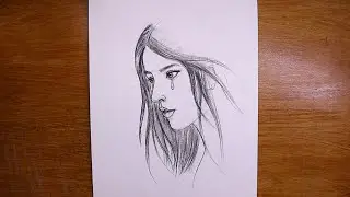 Easy drawing a girl crying  ||  Easy Pencil Drawing Tutorial for Beginners