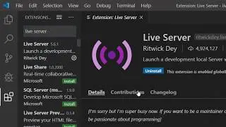 live server visual studio سيرفر تحديث تلقائي لتصميم الويب