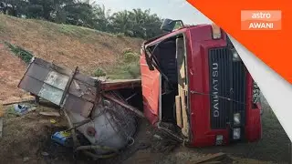 Dua warga Bangladesh maut lori dipandu rakan senegara terbabas
