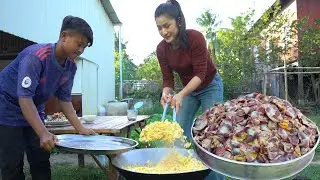 Amazing cooking skills: Chicken gizzard and fry rice cooking | Chicken gizzard recipe