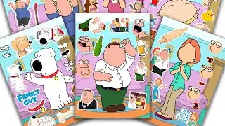 Peel & Play💞Incredibox Sprunki Sticker Book - Family Guy Peter, Lois, Stewie, Meg, Brian, Chris