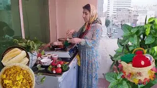 Daily Life Vlog: Balcony Cooking🏡 & Knitting Cute Hair Accessories with My Daughters👩&zwj;👧&zwj;👧🧶