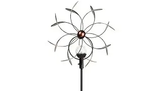 Exhart SolarPowered Wind Spinner with Glass Ball