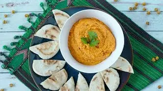 Spicy red pepper and feta hummus
