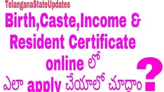 How to apply for Birth,Income,Caste,Resident Certificate online and more Govt. Services(Telugu) ?