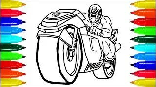 Power Rangers Motorcycle Coloring Pages | Colouring Pages For Kids With Colored Markers