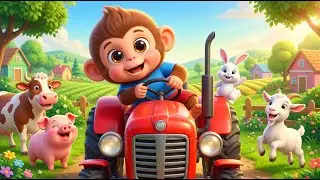 Monkey Tractor Adventure 🚜🐒 | Village Animals Fun Story for Kids