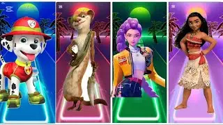 🔥 Marshall vs Buck vs Moana vs Anime Girl | Tiles Hop WHO WINS? 🎮🎵