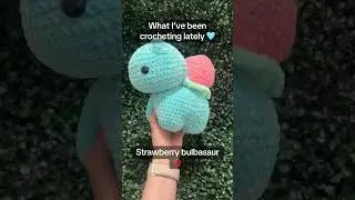 Strawberry bulbasaur crochet plushie #crochet #pokemon #amigurumi #bulbasaur #crochetdesigns