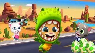 Talking Tom Gold Run: Dino Tom & Angela's Epic Chase in Hank's Highway and Boss Battle!