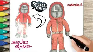 How to Draw Squid Game ⏹🔼⏺Red Guard Uniform by Nadersko 2