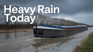 🌧️🚢 Rain and Cargo Barges on the River L'Escaut (Scheldt) in Tournai, Belgium 🇧🇪✨#like