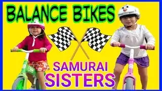 Learning to Ride Balance Bikes- SHARK TANK IDEA- No Training Wheels- OLAF- Velo- SAMURAI SISTERS