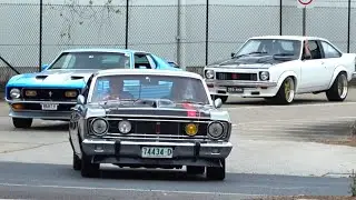 Fast Aussie cars gun it leaving car show | Street Muscle Cruisers event @ Go Logistics