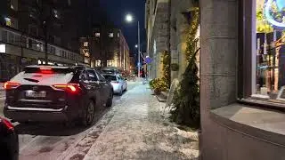 Winter Night Snow Walk in Tampere City Centre ❄️ 4K Walking Tour