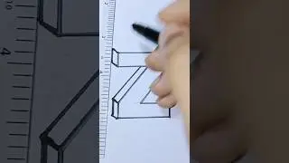 How To Draw 3D Letter 'Z' #3dlettera #shorts #drawing3d