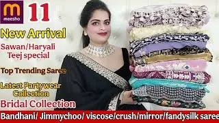 🥰Meesho Saree haul🥰Meesho jimmychoo/Handwork/chiffon/Net Saree Haul 🥰Partywear collection #sareehaul