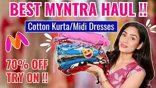 MYNTRA Daily Wear Cotton Kurta/Midi Dress For all Body Types| Best Myntra Finds| latest Collection 