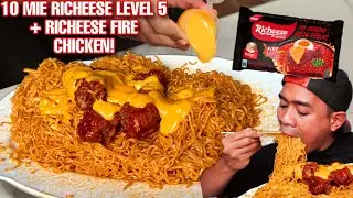AKHIRNYA MUKBANG 10 MIE RICHEESE LEVEL 5 SUPER PEDAS PAKE AYAM RICHEESE!!