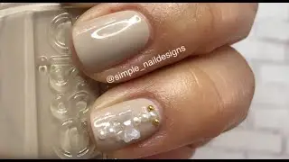 BEIGE NEUTRAL POLISH WITH PEARLS AND GOLD CAVIAR BEADS TUTORIAL