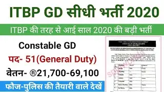 ITBP Constable GD vacancy 2020/ ITBP Constable GD recruitment 2020/ ITBP Constable GD bharti 2020...