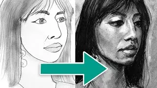 USA QUESTO METODO PER FARE IL CHIAROSCURO! Tutorial Disegno Carboncino Imparare a disegnare ritratto